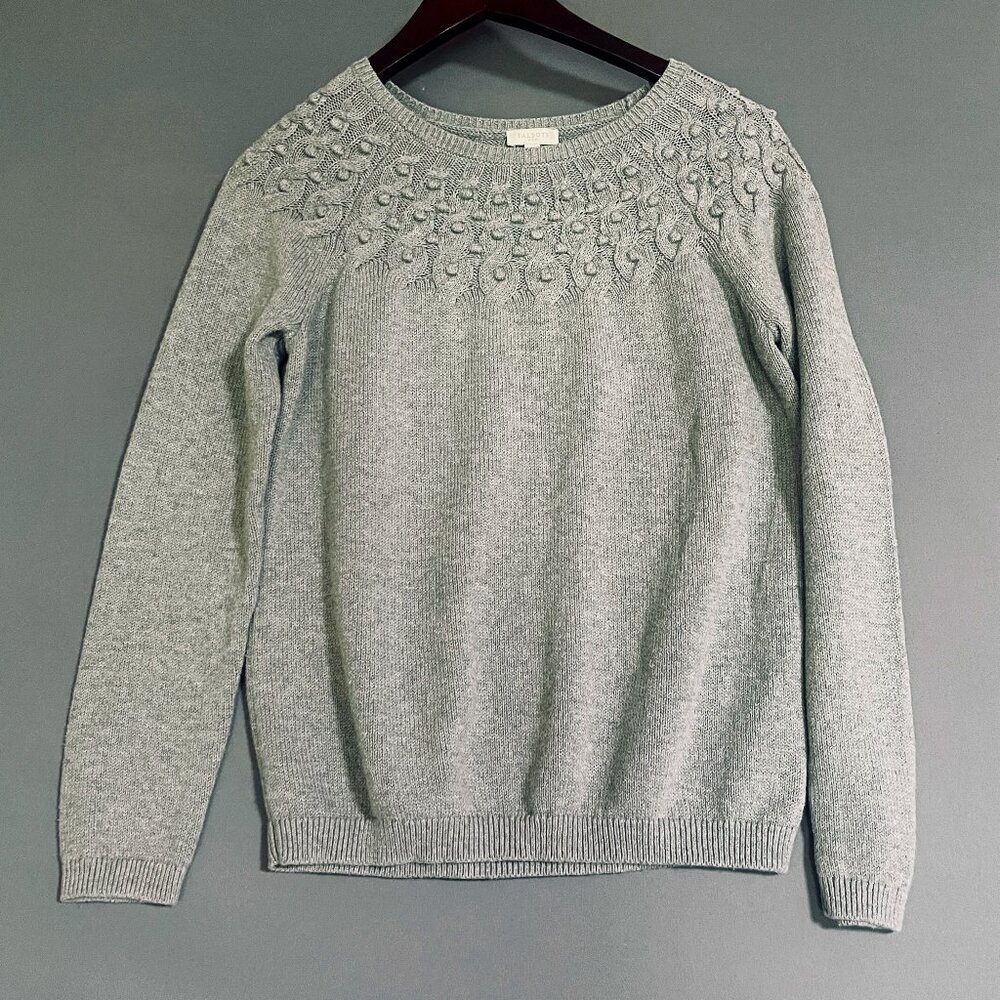 Talbots Grey Raglan Sweater 100% Cotton Small